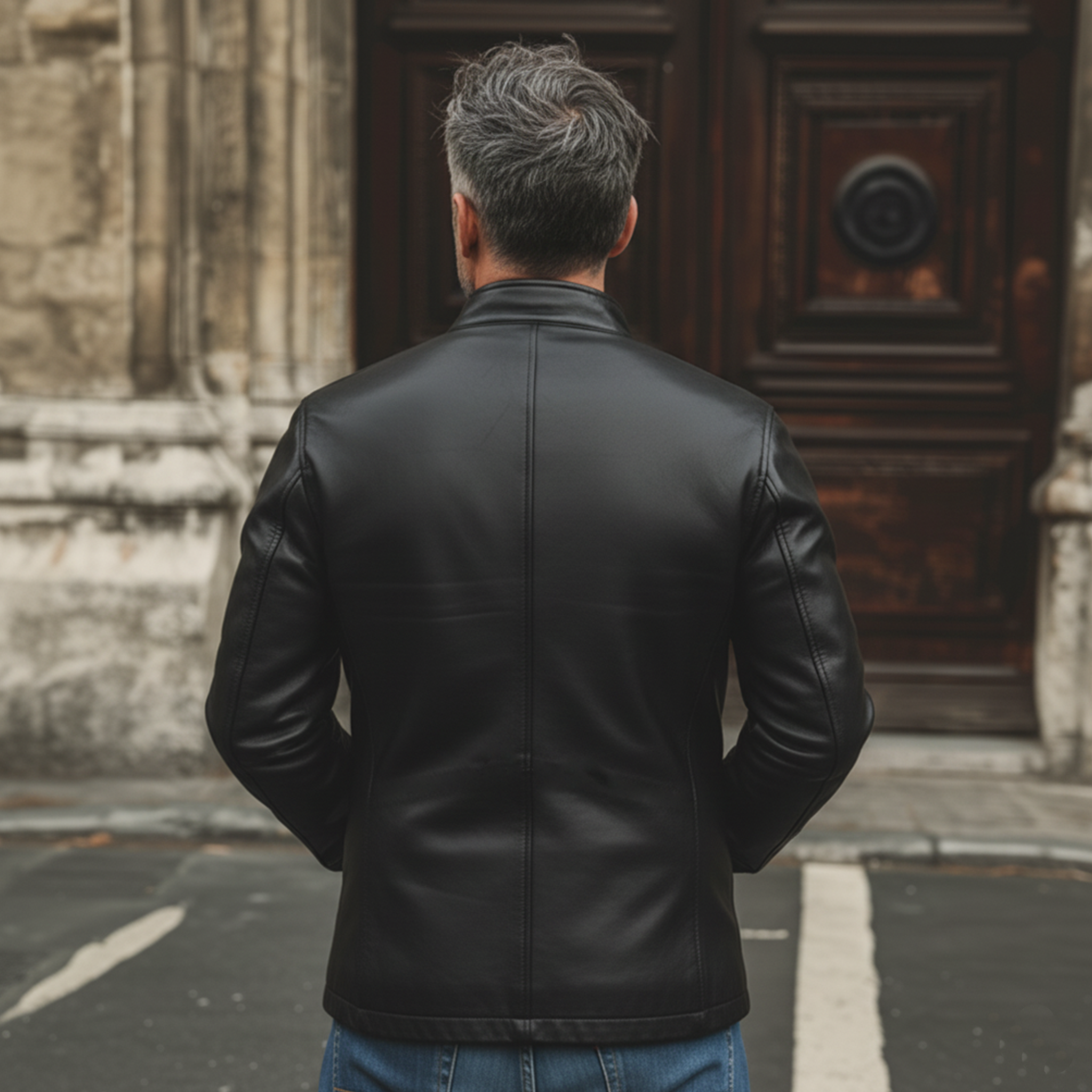 Men's Classic Retro Stand Collar PU Leather Jacket MTA2890K6K