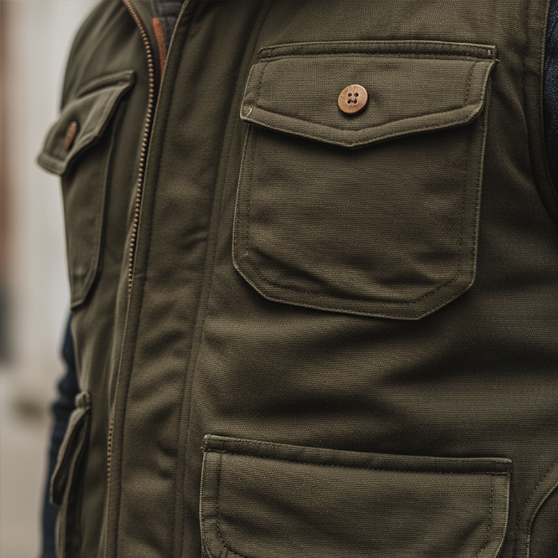 Men's Winter Retro Fur Collar Zipper Vest MTA1579K0P