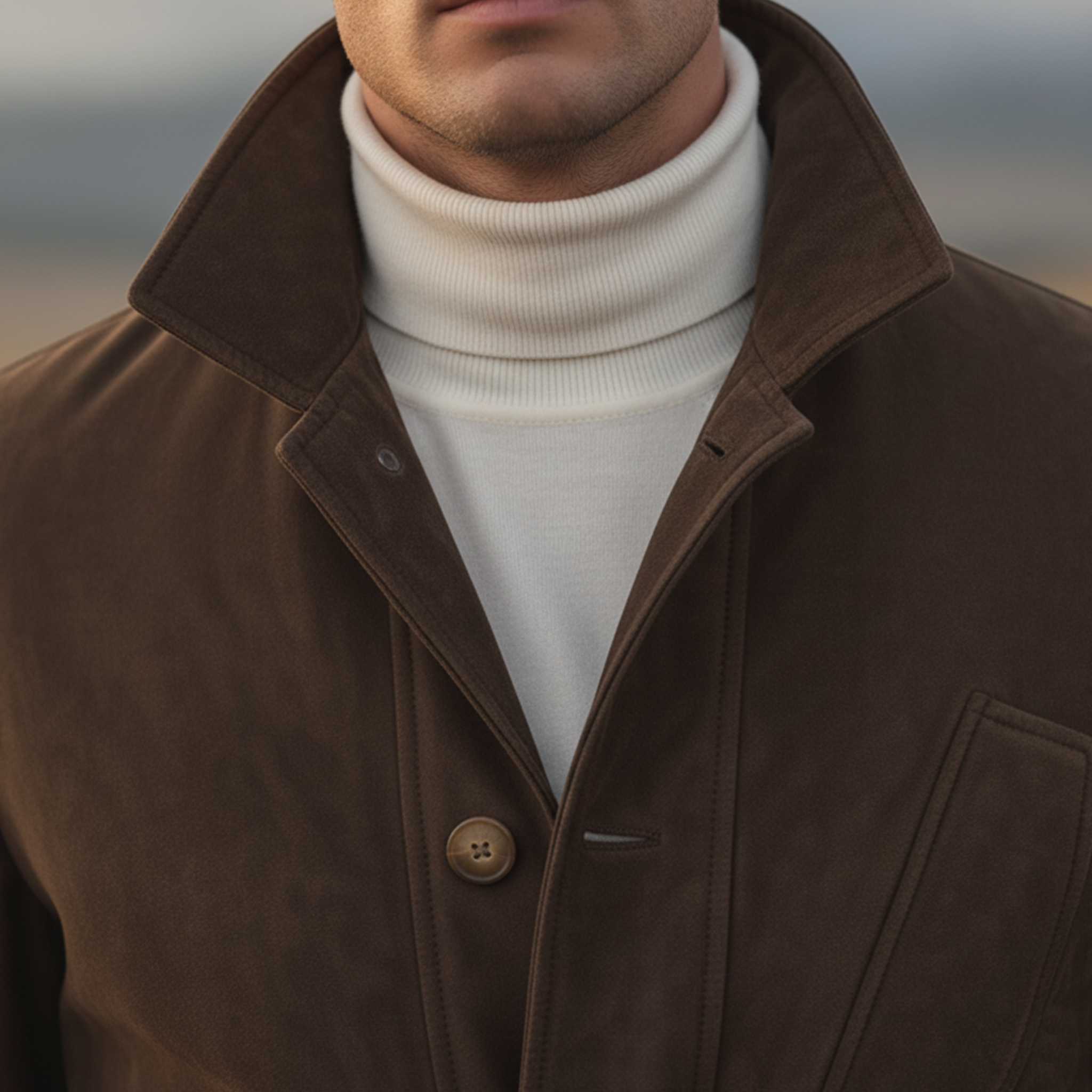 Men's Classic Retro Stand-up Collar Faux Suede Jacket MTA0132K1K