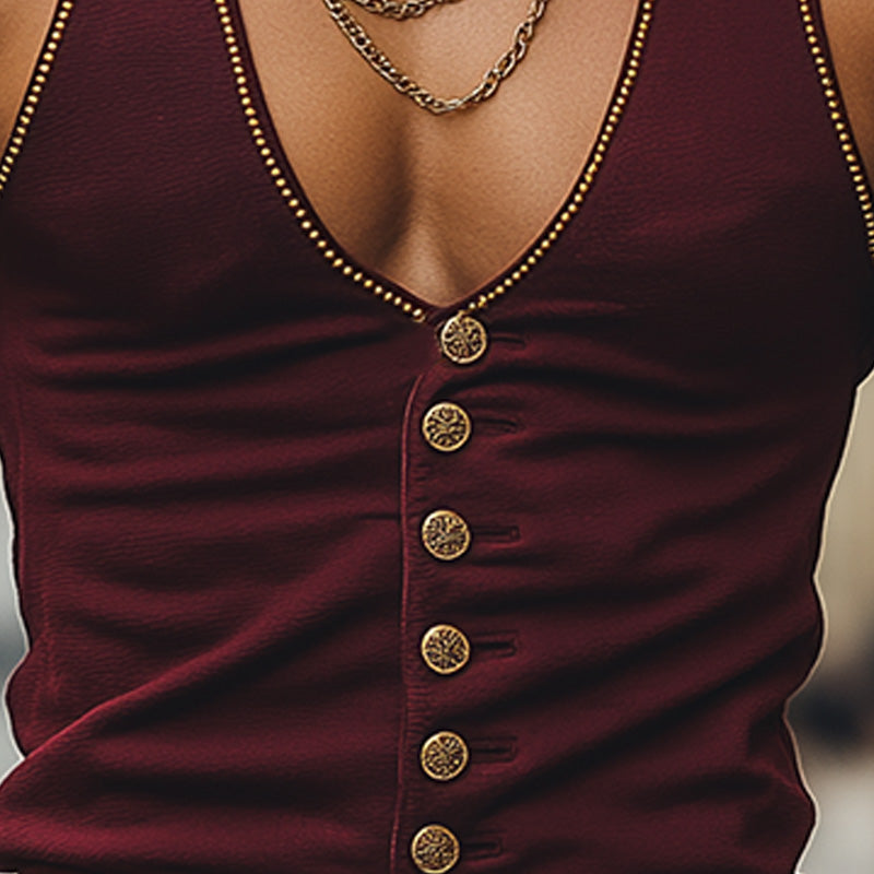 Men's Summer Fashion Solid Color Blended Casual Vest MTA2941D0P