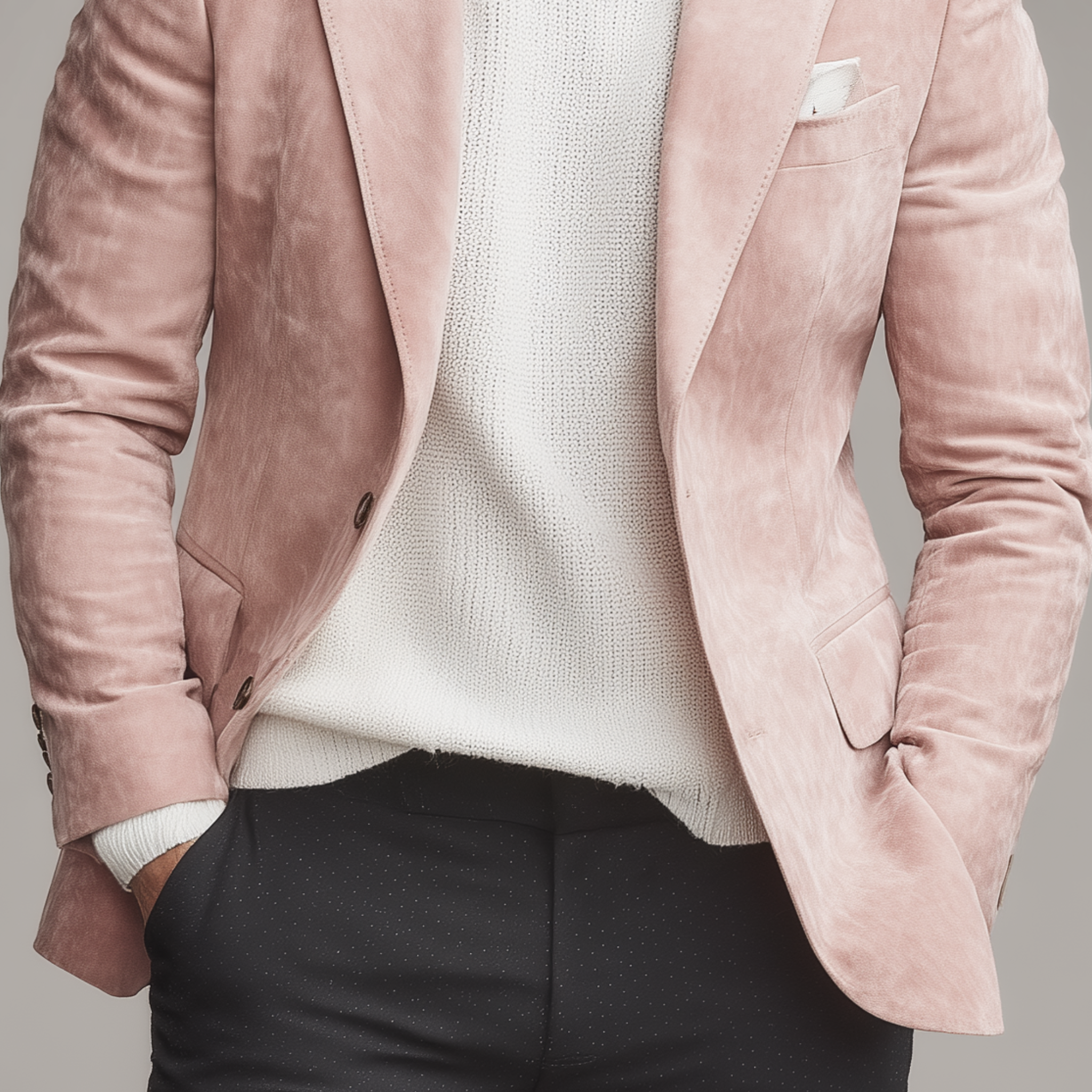 Men's Classic Casual Single-breasted Slim-fit Pink Suede Blazer MTA1597I2K