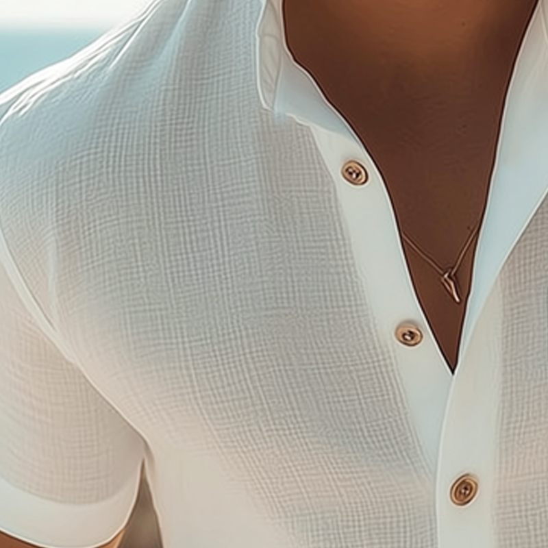 Men's Business Stand Collar Basic Texture Short Sleeve Shirt MTA1435G8U