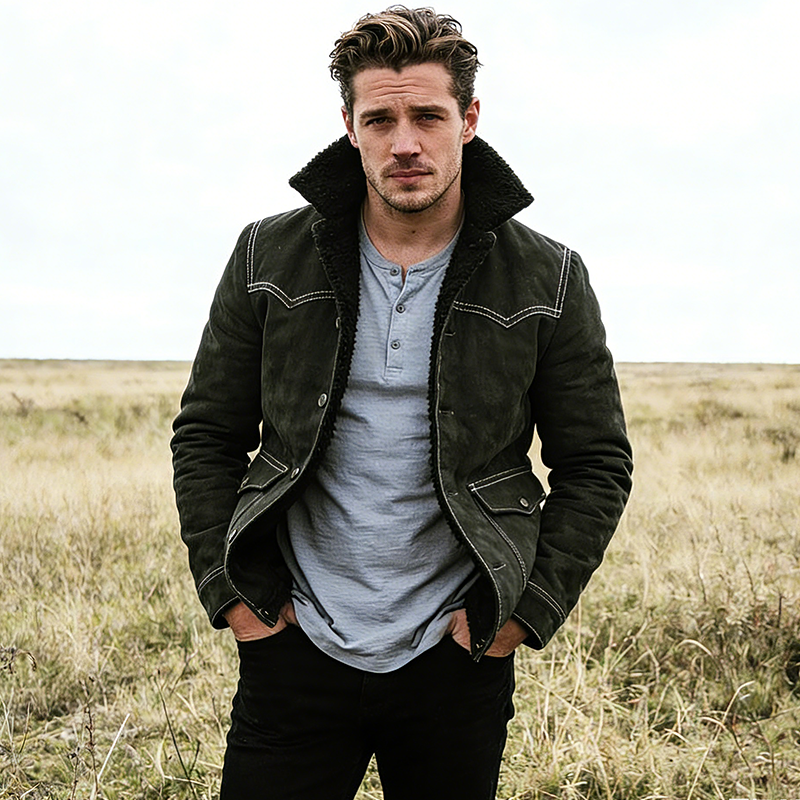 Men's Retro Casual Faux Suede Warm Lapel Button Jacket MTA1213L4TO