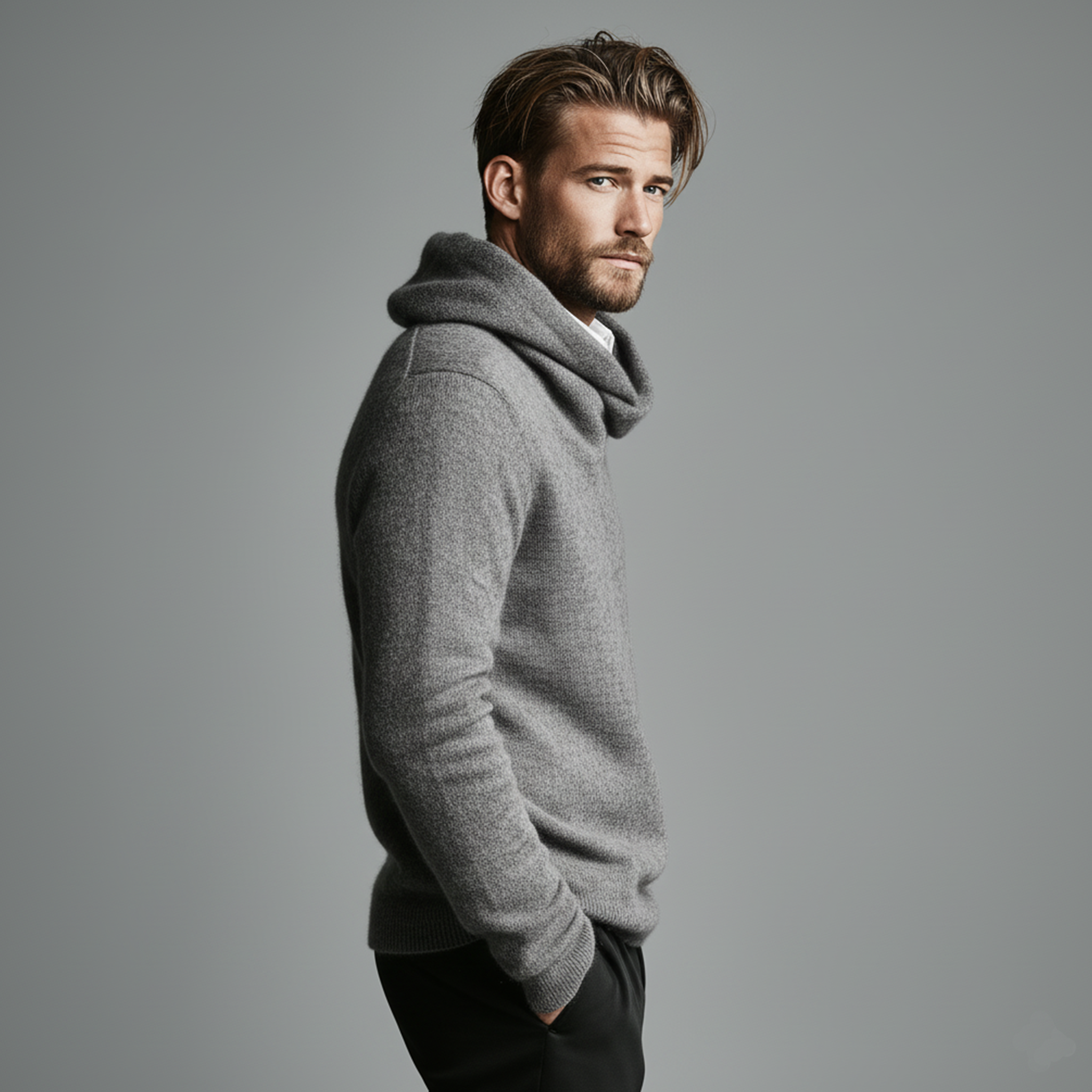 Men's Classic Casual Simple Knitted Hooded Sweater MTA1679J6K