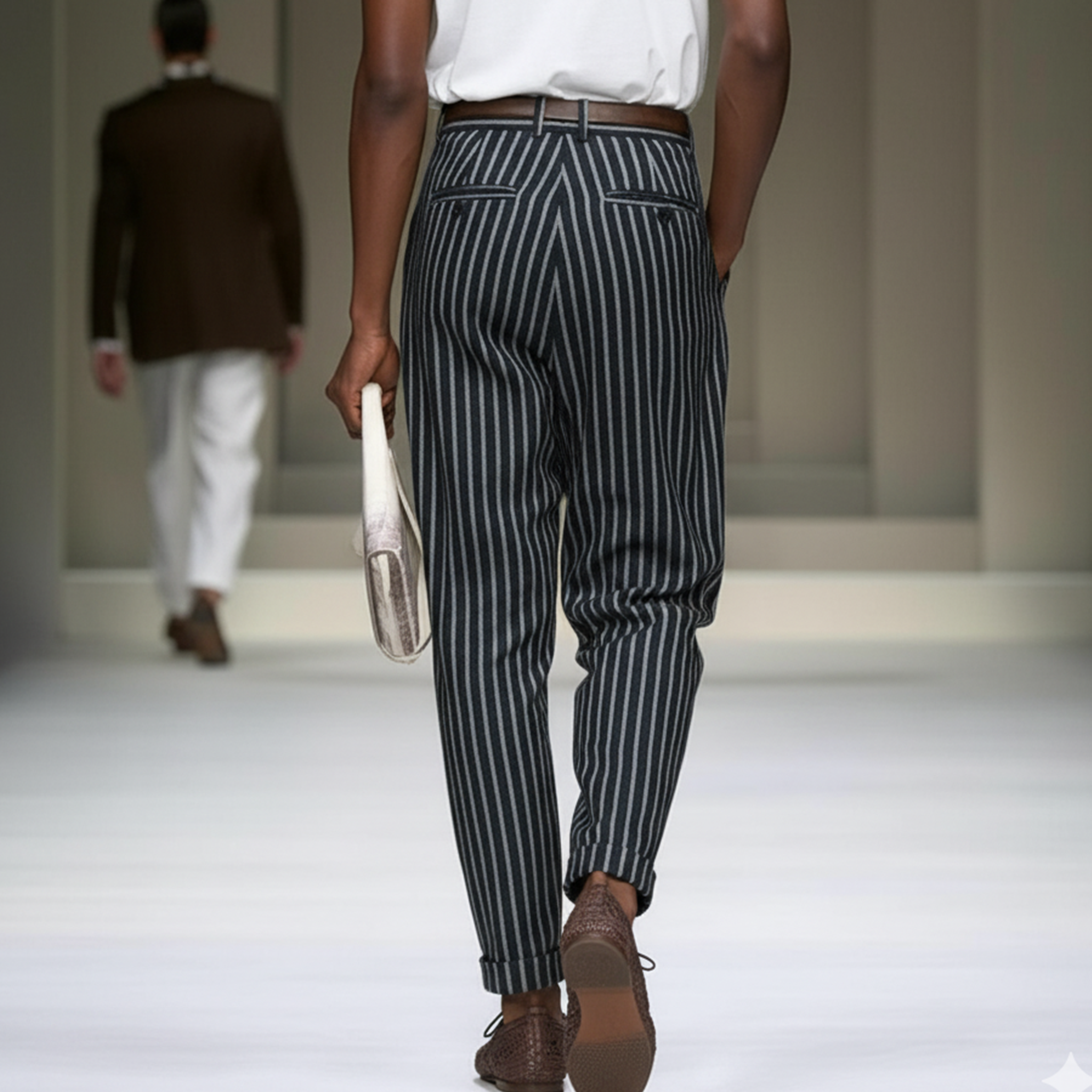 Men's Fashionable Casual Striped Denim Suit Pants MTA2964J6K