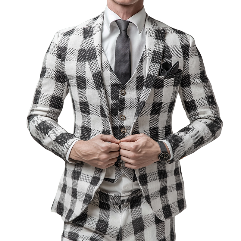 Men's Retro Casual Plaid Print Blazer MTA2471K7TO