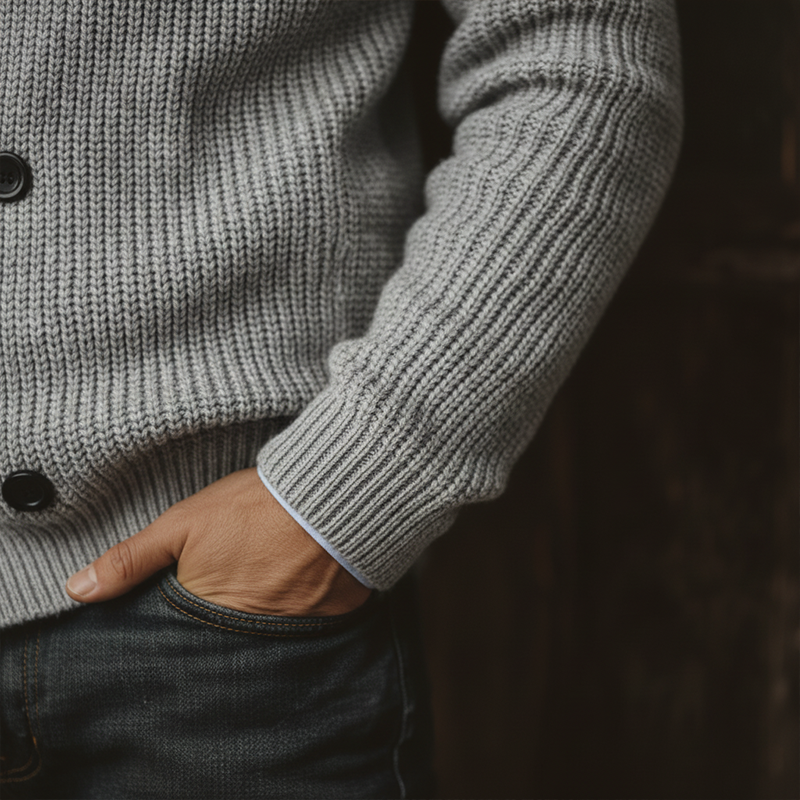 Men's Autumn And Winter Fashion Double-breasted Lapel Cotton Yarn Knitted Sweater MTA2808I5P