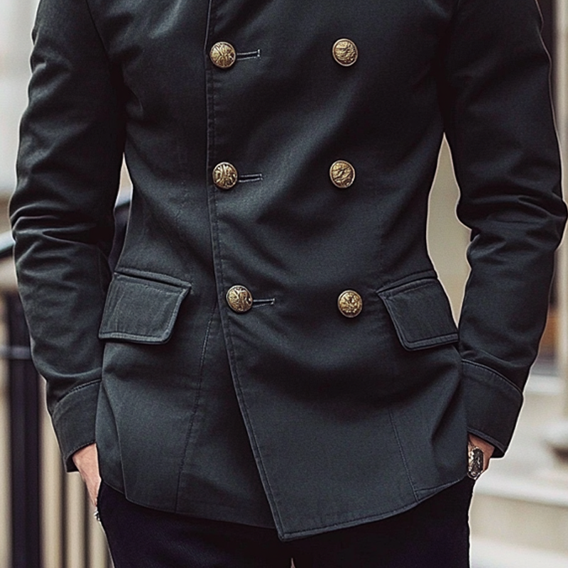 Men's Double-breasted Thin Stand Collar Blazer MTA2550G6X