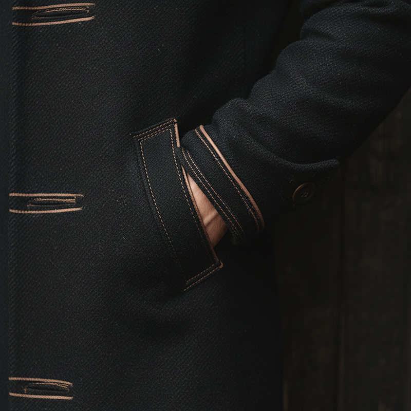 Men's Winter Fashion Twill Faux Wool Lapel Long Coat MTA1572J7P