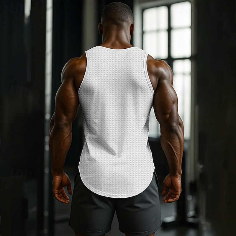 Men's Solid Color Henley Collar Sleeveless Tank Top MTA0707E3Z