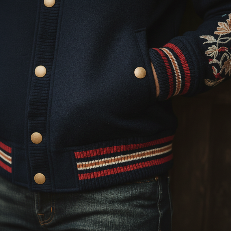 Men's Winter Exquisite Embroidered Faux Wool Baseball Jacket MTA1568J8P