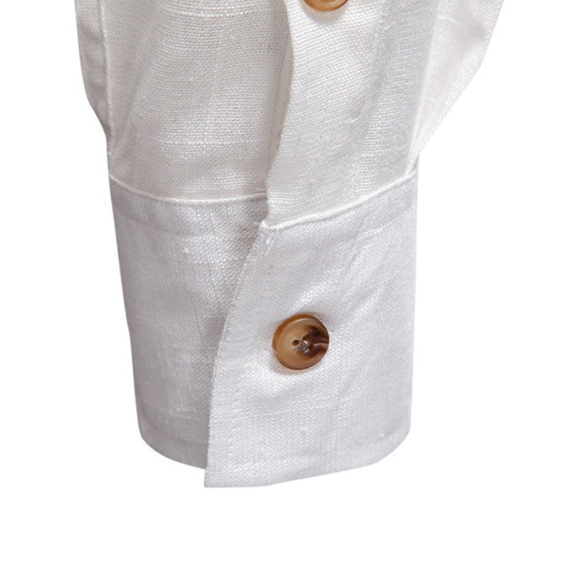 Men's Cotton And Linen Casual Solid Color Long-sleeved Shirt MTA1666G3X