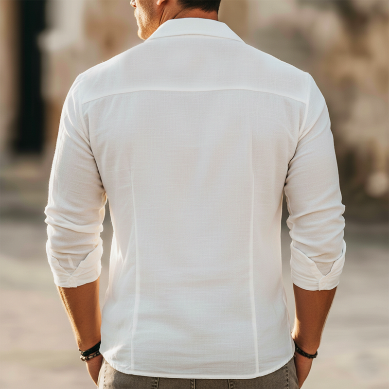 Men's Classic 100% Cotton V-Neck Long-Sleeve T-Shirt MTZ1106B8U