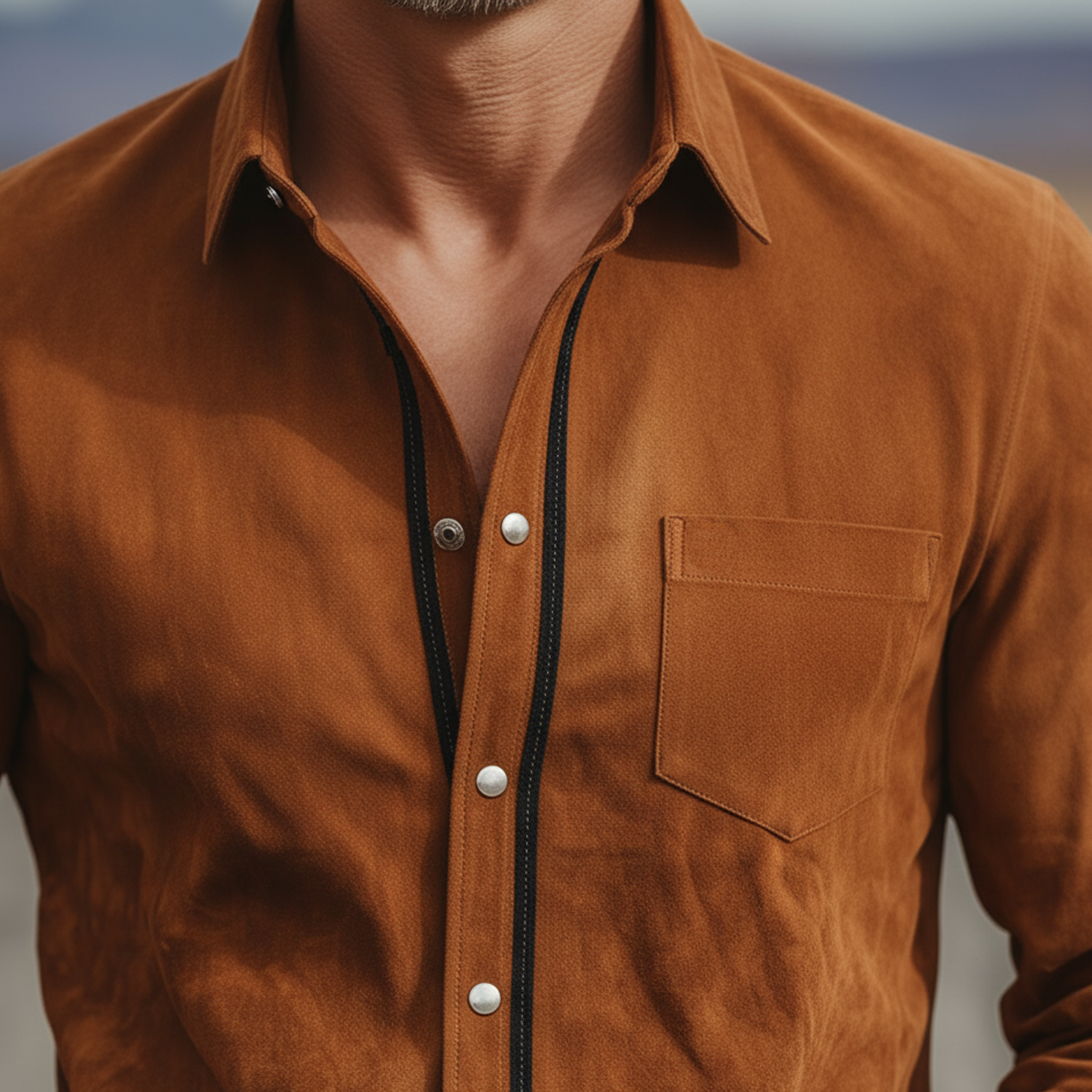 Men's Classic Casual Faux Suede Long-sleeved Shirt MTZ0957A1K