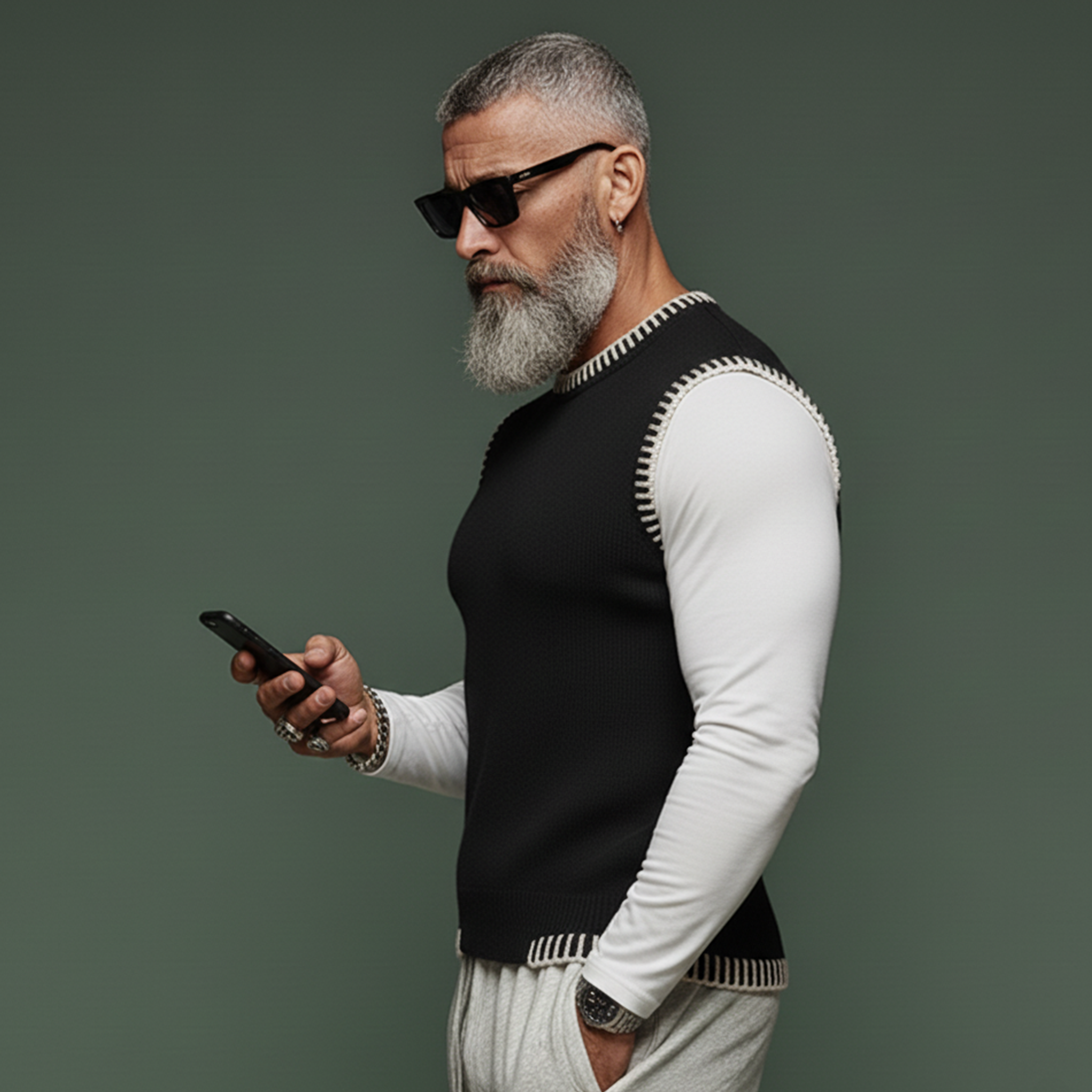 Men's Fashionable And Unique Crew Neck Slim Fit Knit Tank Top MTA2963J2K