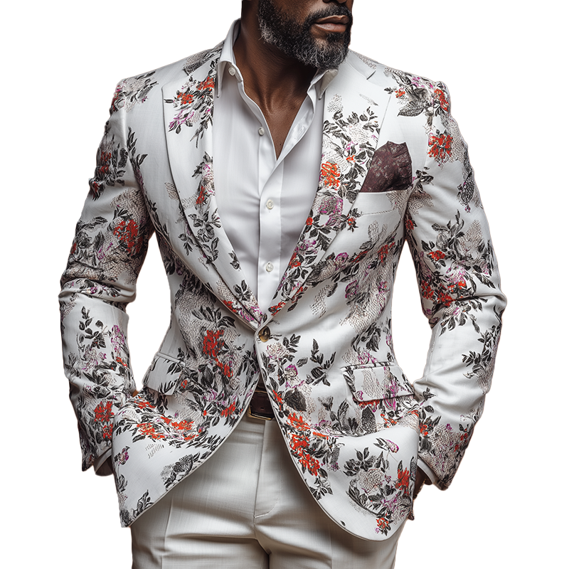 Men's Fashion Printed Polyester Blend Blazer MTA1860H7P