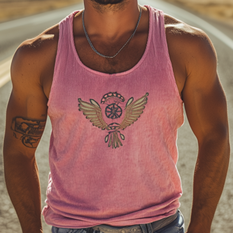 【24-timers frakt】Herreklassisk casual amerikansk retro brodert strikket stripete tanktopp 72799567K