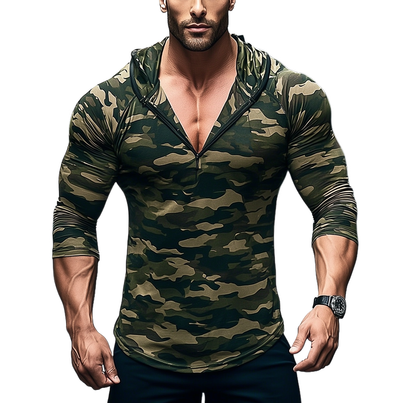 Men's Camouflage Print Outdoor Long Sleeve Hoodie MTA1486G7X