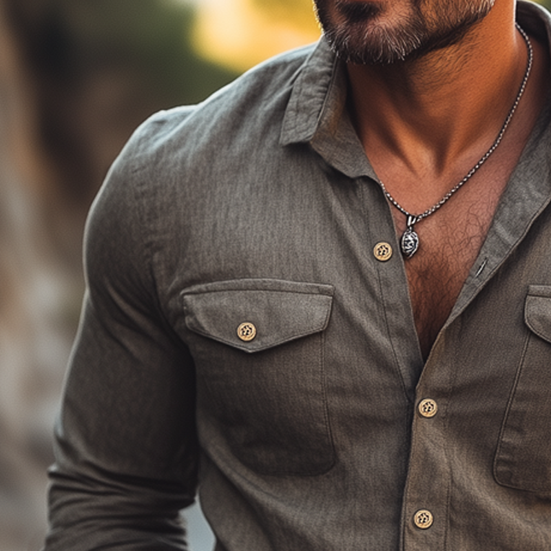 Men's Spring And Autumn Business Retro Long-sleeved Shirt MTA1372H9U
