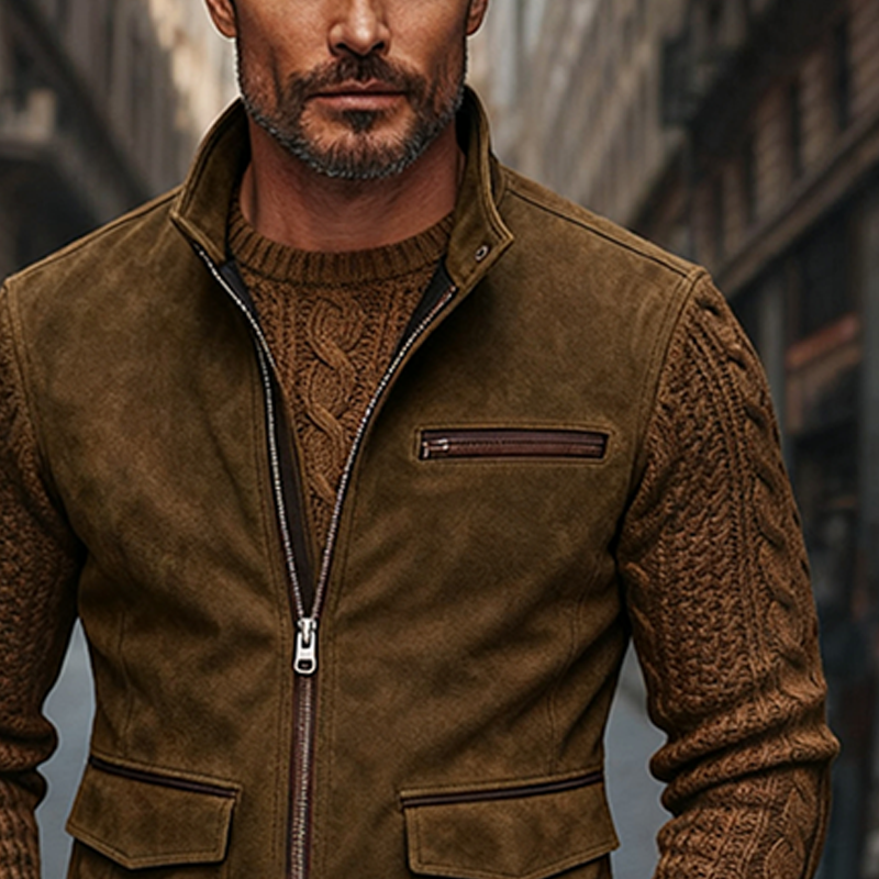 Men's Retro Faux Suede Stand Collar Zipper Vest MTA1197K1X