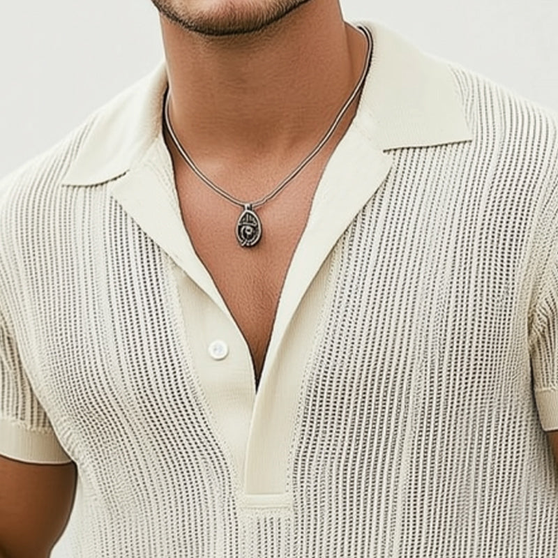 Men's Summer Classic Knitted Breathable POLO Neck T-Shirt MTA2982D2U