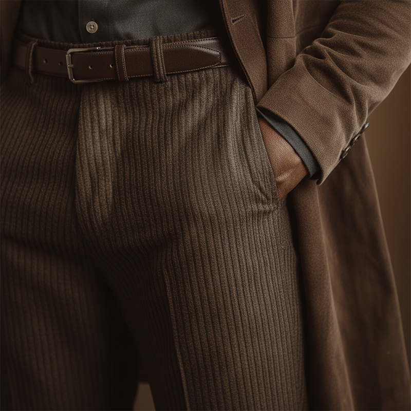 Men's Winter Retro Striped Velvet Suit Pants MTA1403J6P