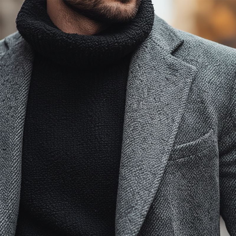 Men's Winter Retro Twill Faux Wool Button Mid-Length Coat MTA2842K1P