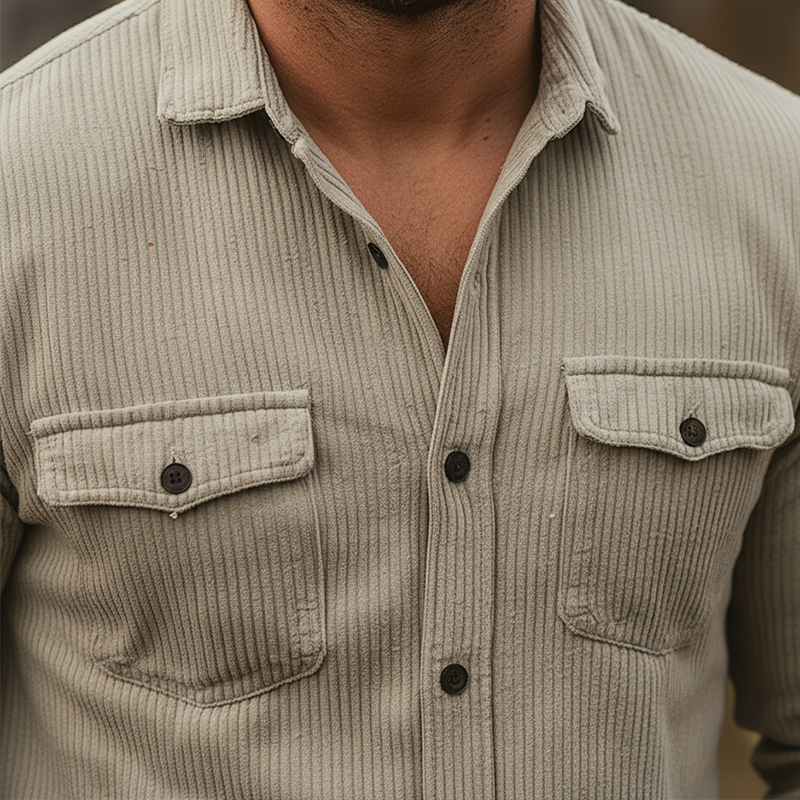 Men's Retro Corduroy Button-Up Shirt MTA1974K5P