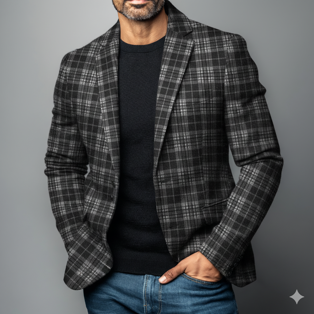 Men's Retro Casual Business Plaid Blazer MTA2926I1TO