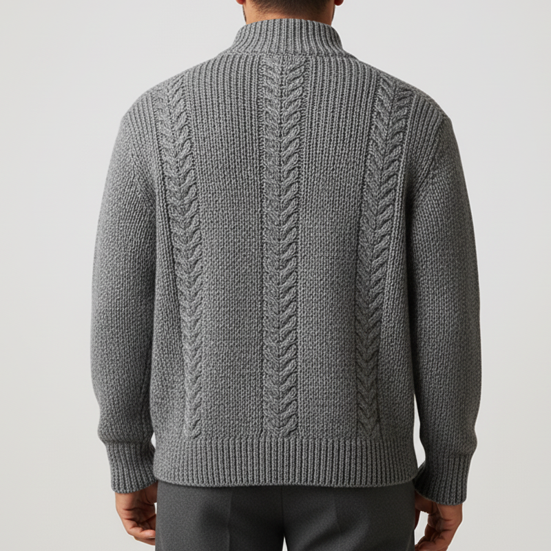 Men's Classic Gray Stand-collar Button-up Knit Cardigan MTA0508L9U