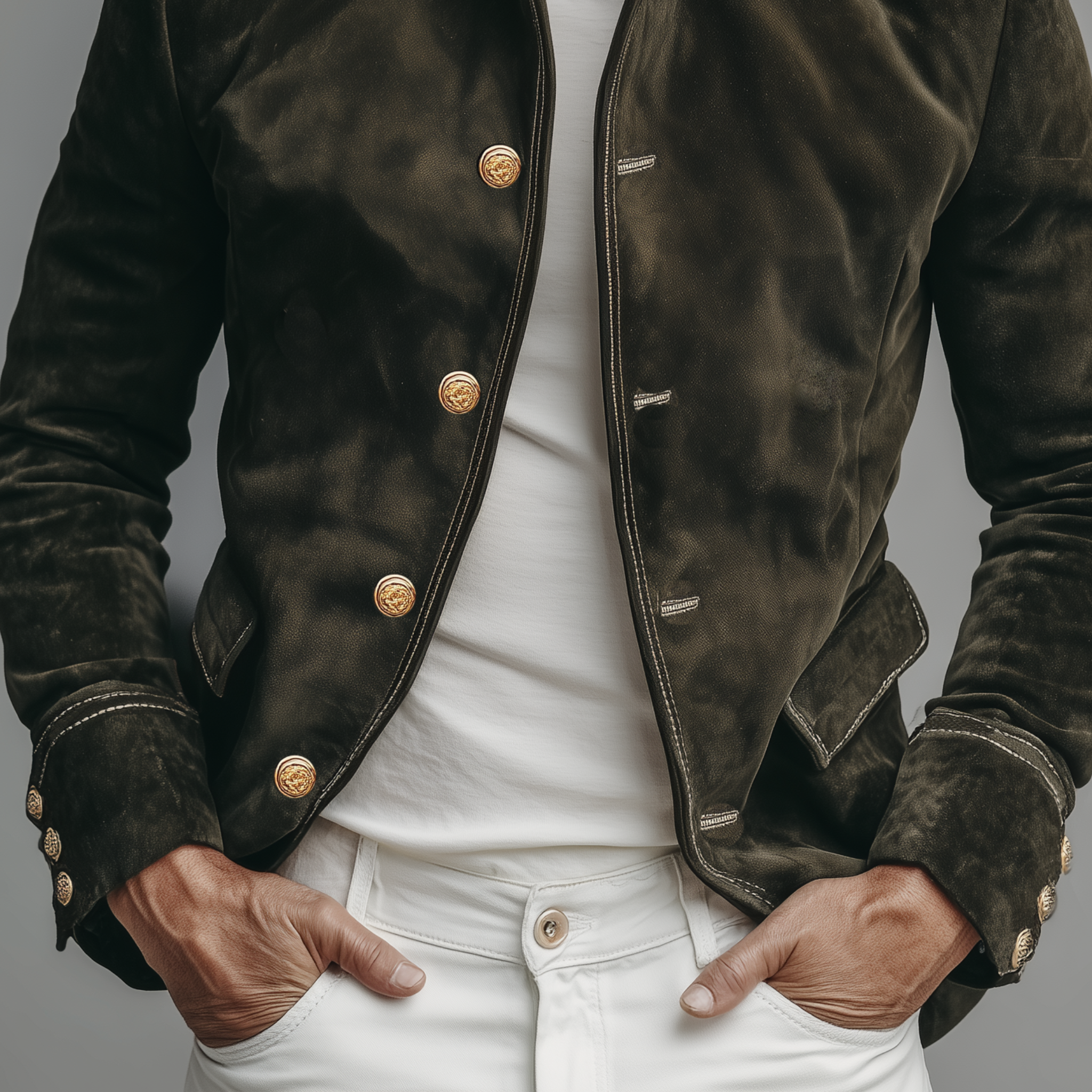 Men's Classic Vintage Stand Collar Suede Slim Fit Jacket MTA3063H3K