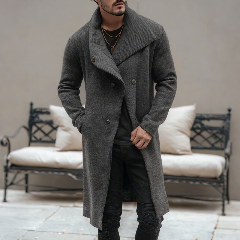 Men's Retro Casual Knit Double-Breasted Long Cardigan MTA3185J2TO