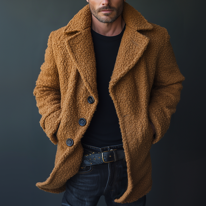 Men's Retro Casual Fleece Mid-Length Coat MTA3074J2TO