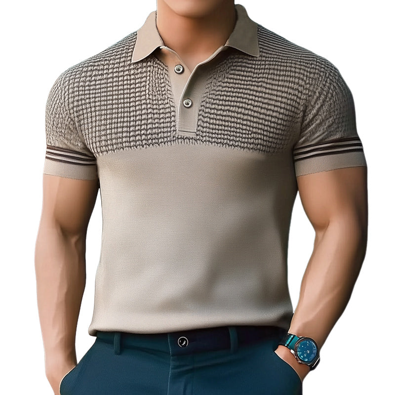 Men's Summer Business Textured Knitted POLO Shirt MTA1394E4U