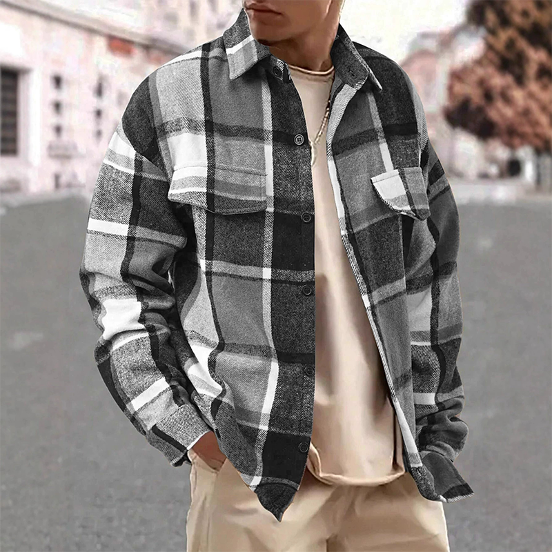 Men's Plaid Vintage Flannel Long Sleeve Shirt MTA0991I7X