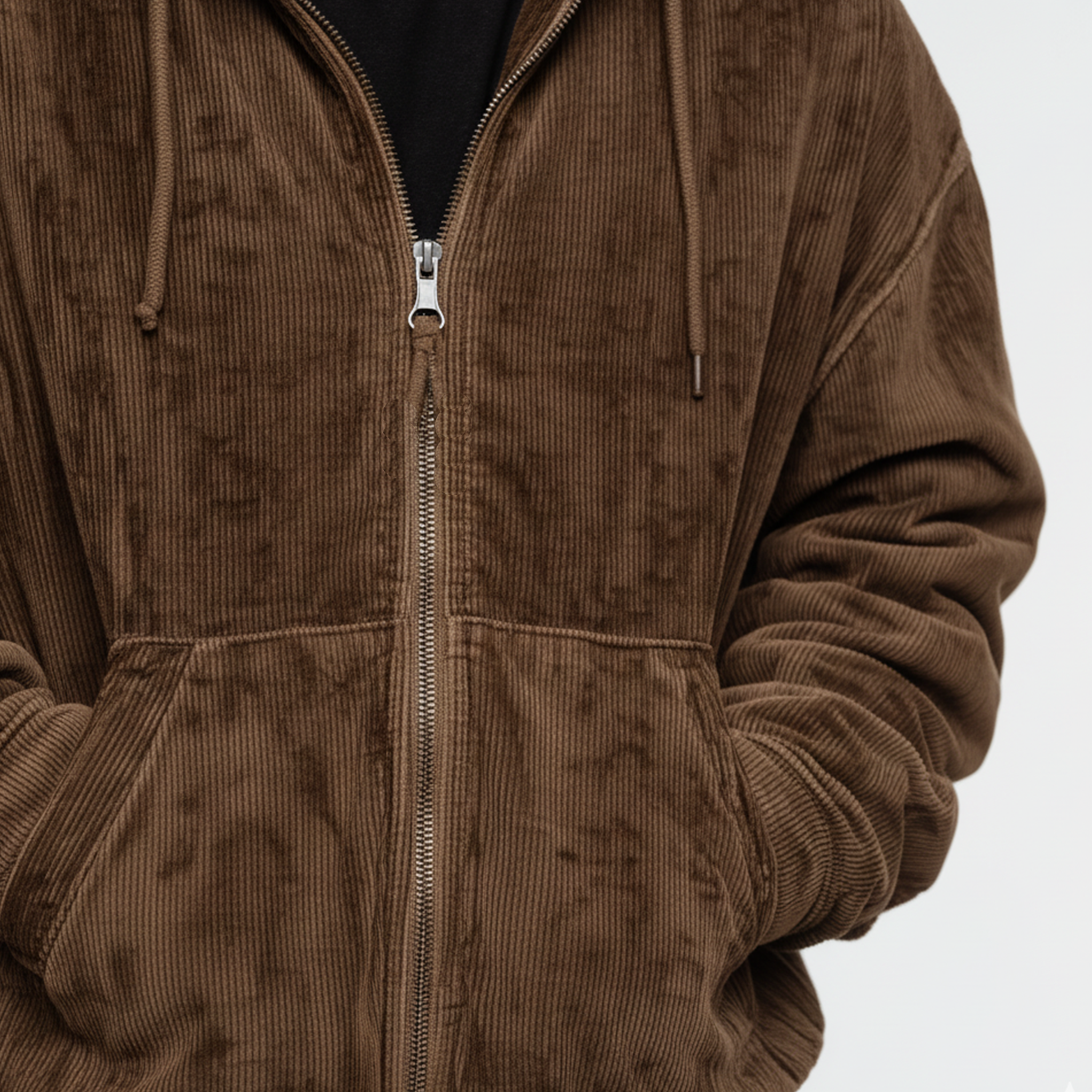 Men's Classic Casual Hooded Zip-Up Corduroy Jacket MTA1393J7K