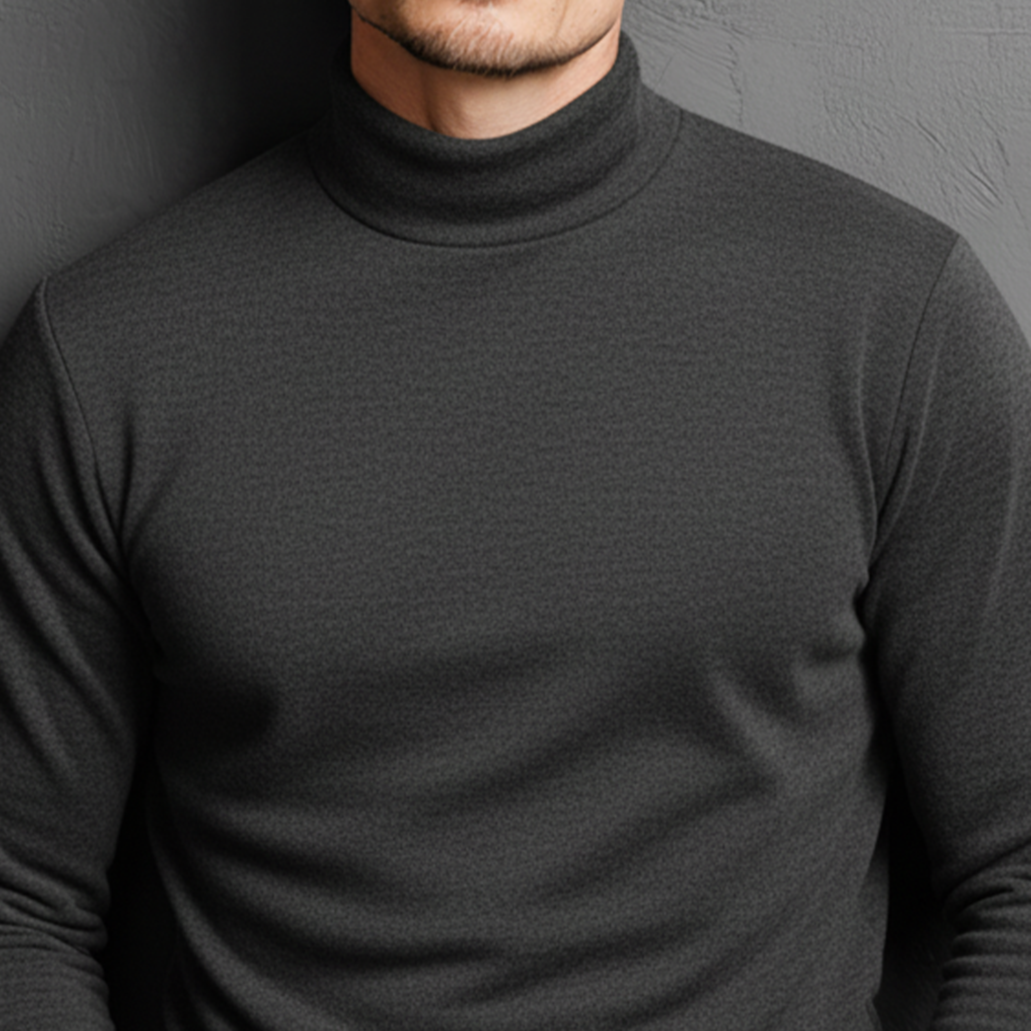Men's Classic Half-high Collar Dralon Fabric Warm Slim Long-sleeved T-shirt MTA2013J3K