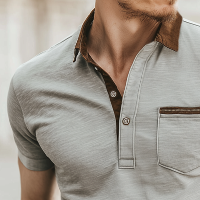 Men's Business Colorblock Cotton Short-sleeved POLO Shirt MTA0869G6U
