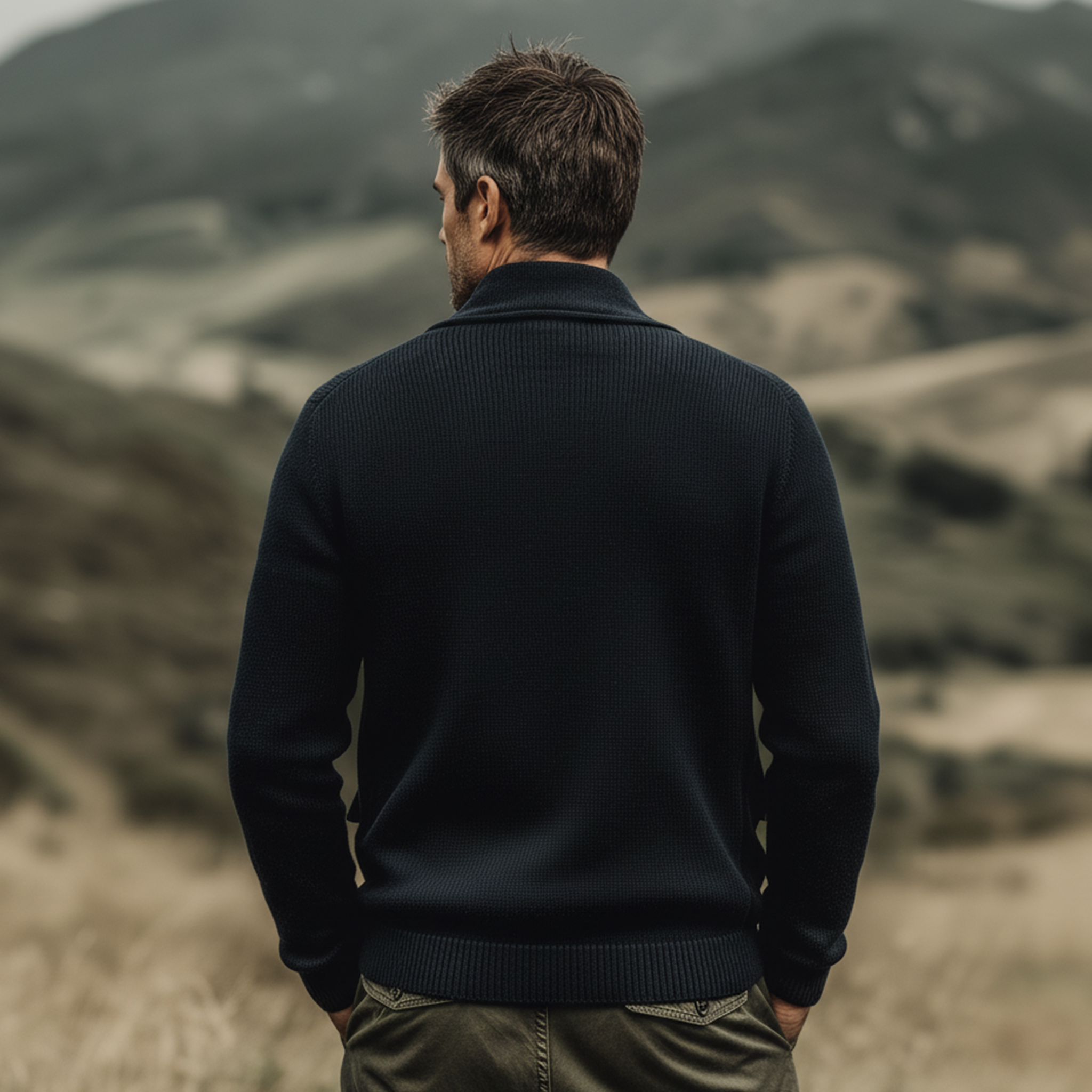 Men's Classic Casual Suit Collar Pocket Knit Cardigan MTA1465J3K