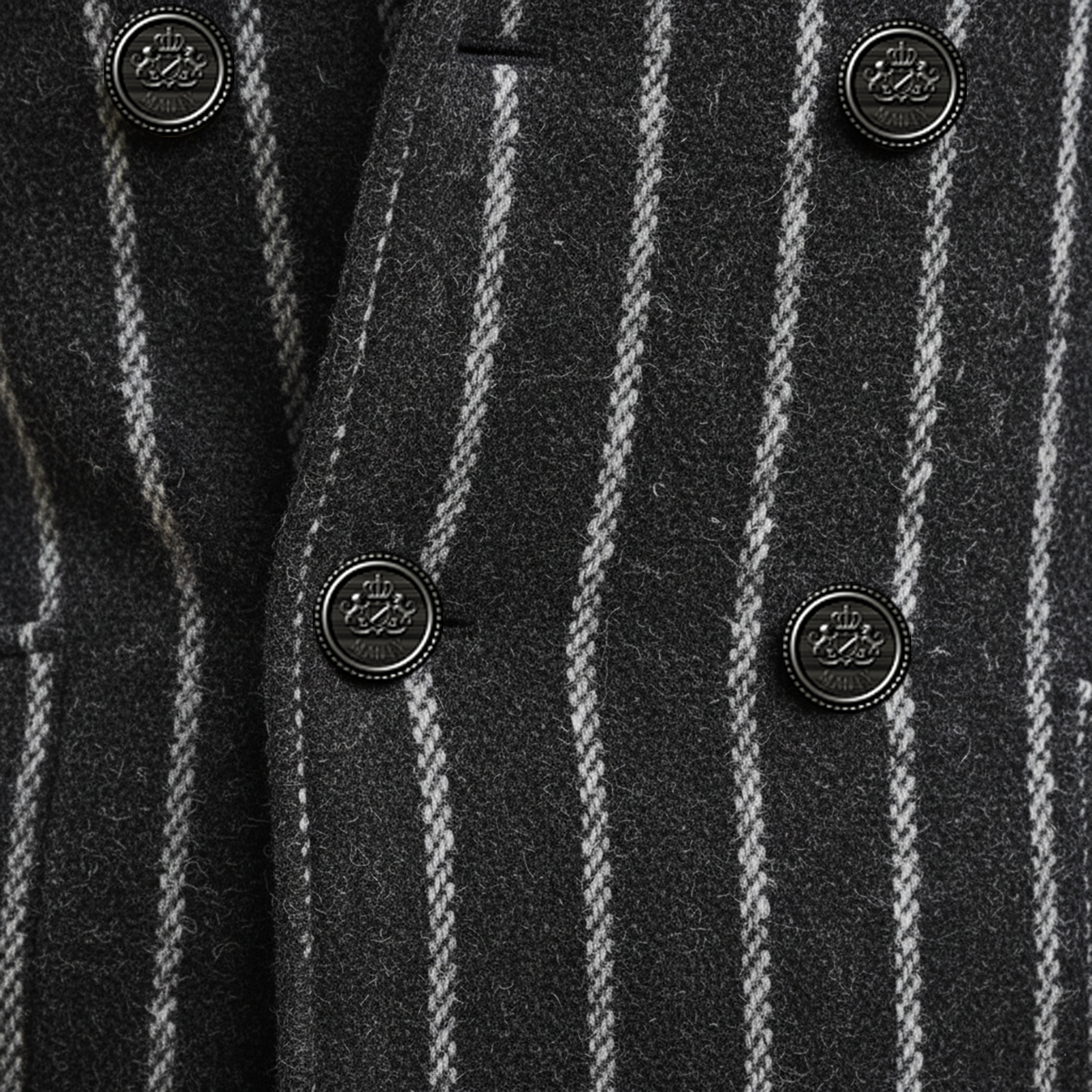 Men's Classic Retro Lapel Vertical Striped Fuax Wool Double-breasted Jacket MTA2419I0K