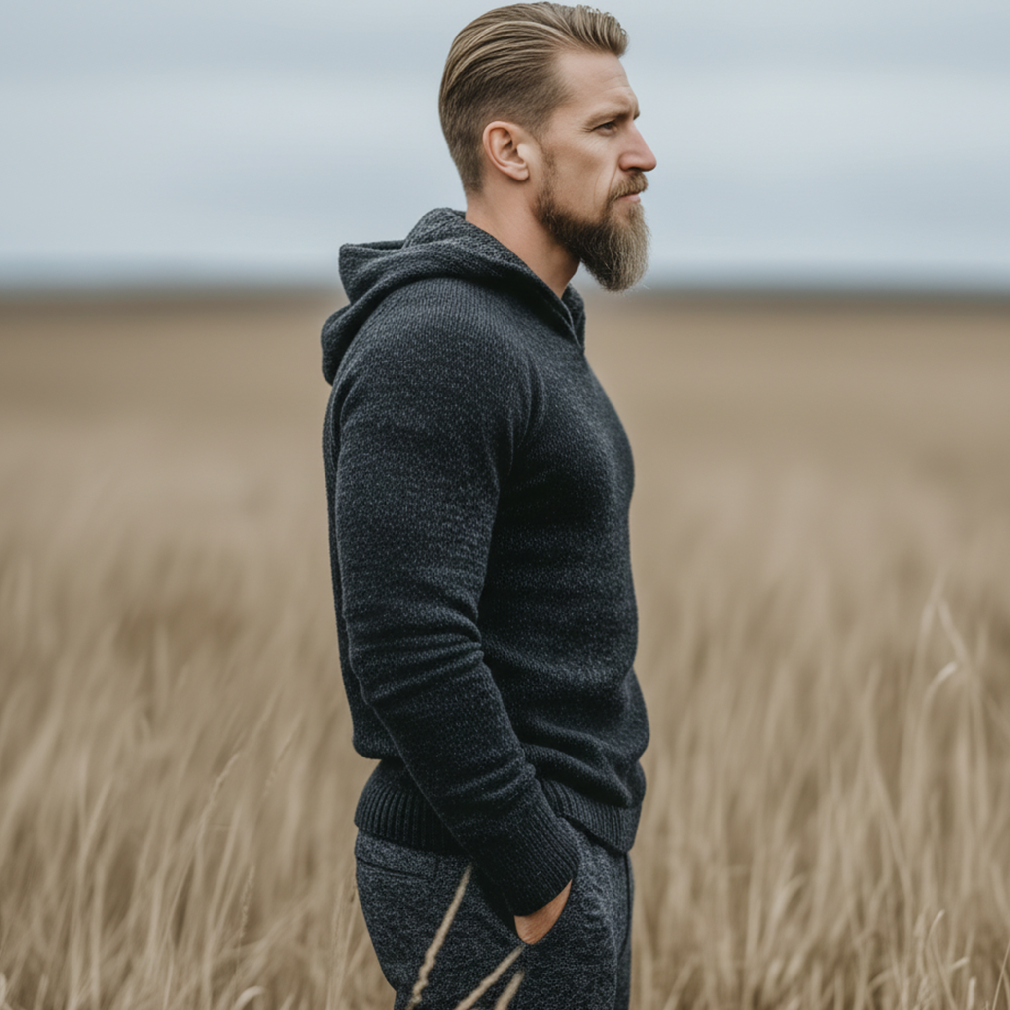 Men's Classic Western Style Hooded Slim Fit Sweater MTA2172J1K