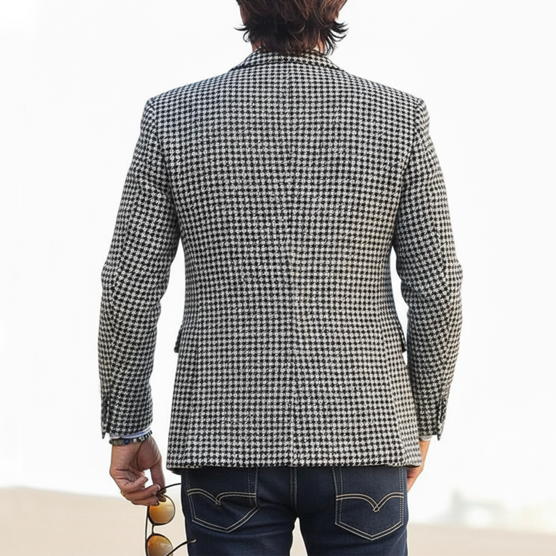 Men's Business Classic Houndstooth Faux Wool Two-Button Blazer MTA1336J6U