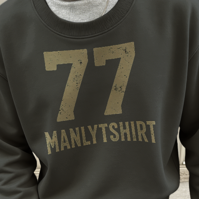 Men's Retro Casual Unbeatable Lucky 7 Crew Neck Long Sleeve Sweatshirt MTZ1015B1TO