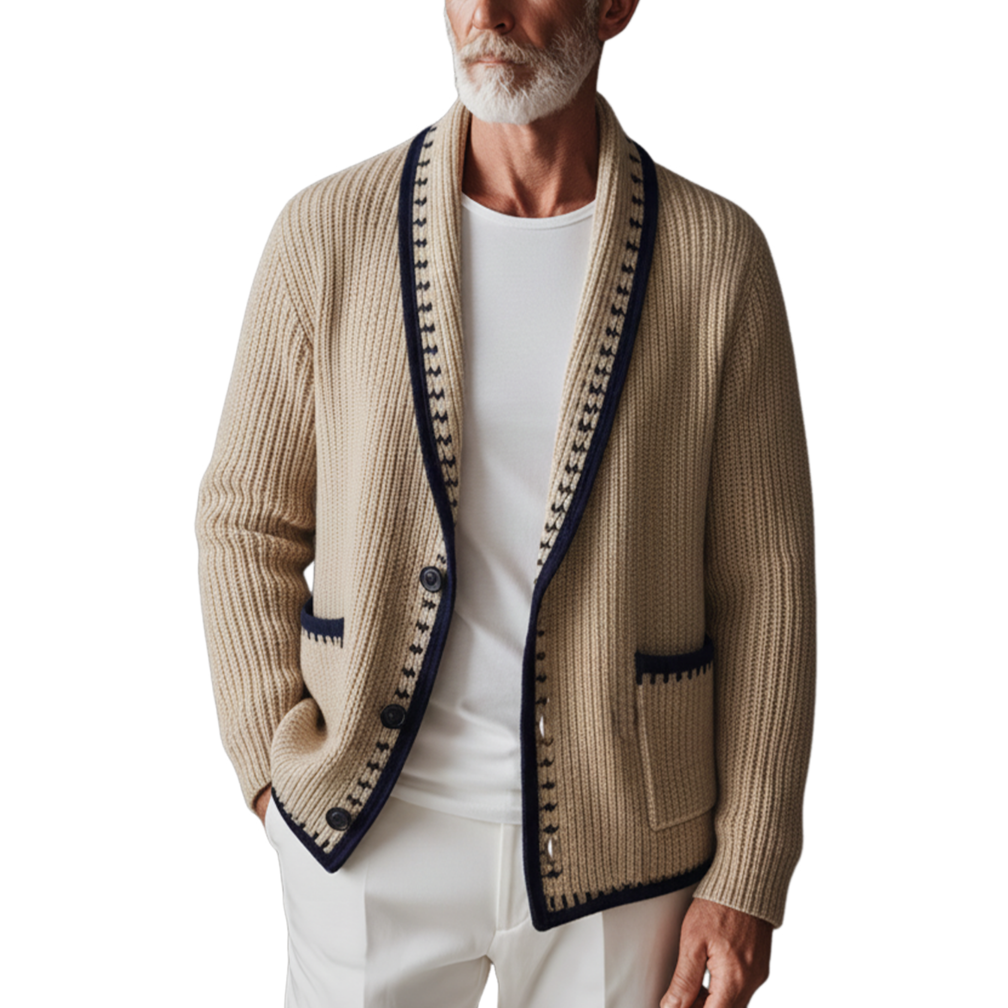 Men's Classic Retro Shawl Collar Knit Cardigan MTA1266K2K