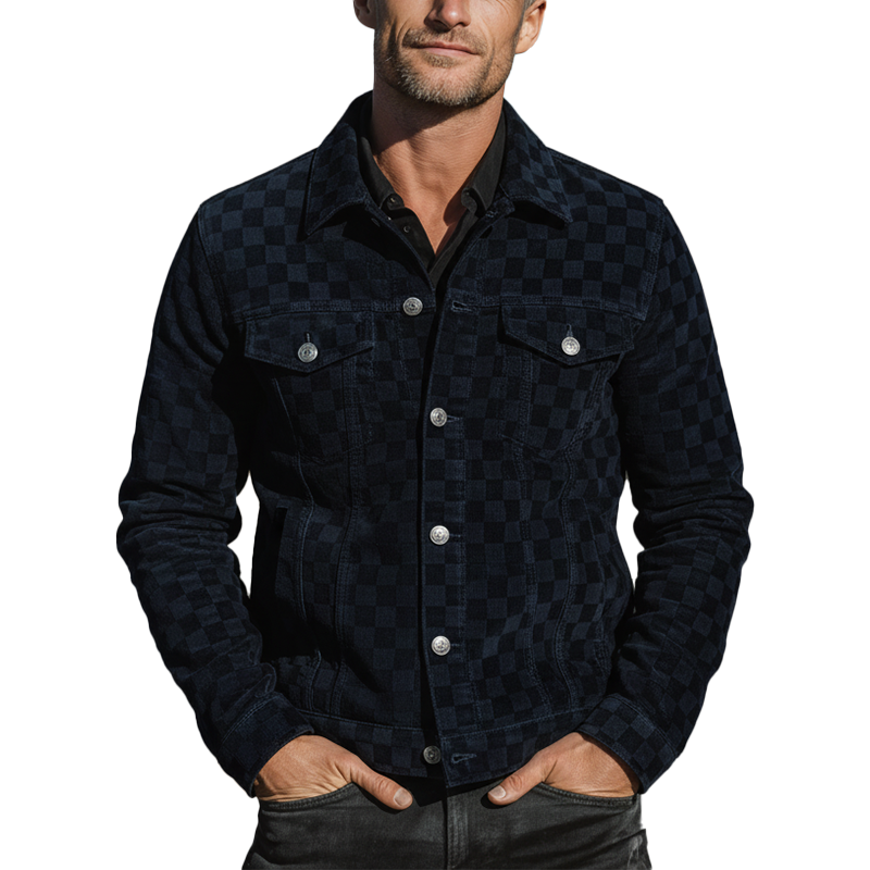 Men's Classic Vintage 3D Checkered Corduroy Jacket MTA3093I4P
