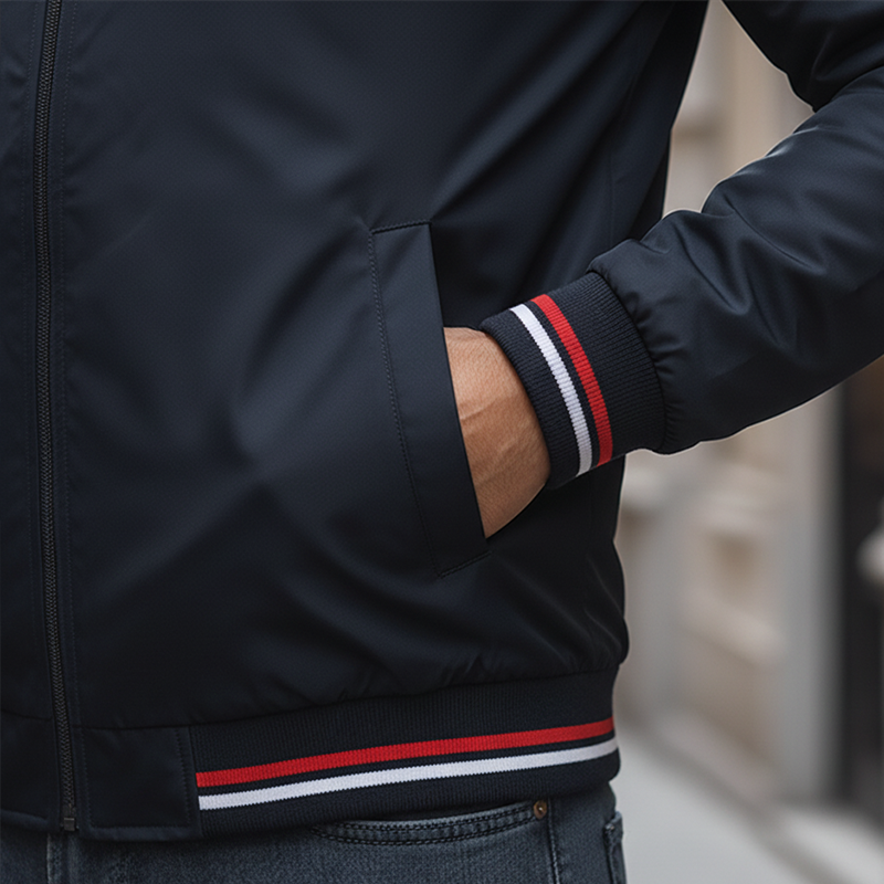 Men's Retro Cotton Blend Ribbed Zipper Jacket MTA1935K2P