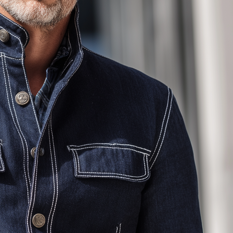 Men's Vintage Heathered Denim Jacket MTA2692H5P