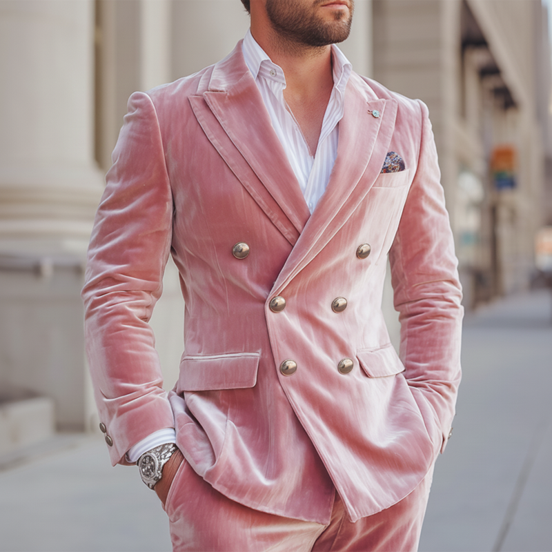 Men's Classic Double-breasted Double-layered Collar Blazer MTA2648I9U