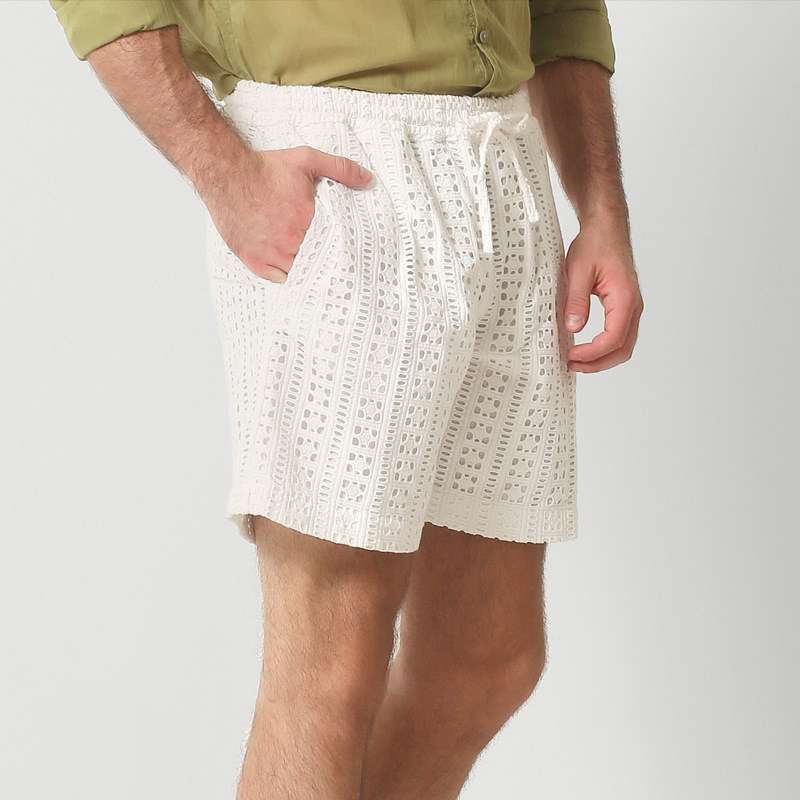 Men's Summer Jacquard Hollow Lace-Up Shorts MTA2044F2U