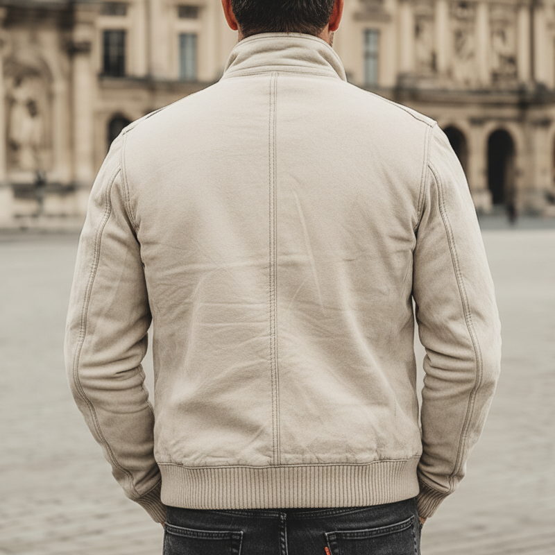 Men's Urban Light Gray Cotton Blend Lapel Jacket MTA1324K7U